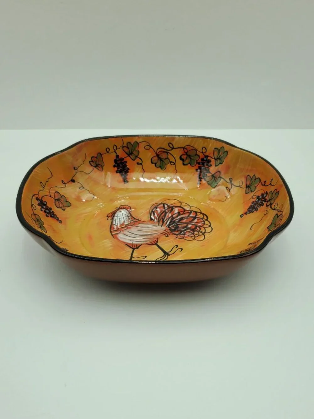 Lang Redware Wine Country Bowls Susan Winget Rooster Serving Dishes